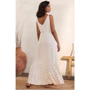 Boden “Alicia” crinkled-rayon self-tie tiered print maxidress Sz 4